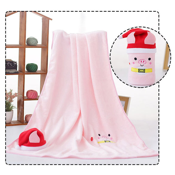 OUNEED 1 Pc Hat and Flannel Blanket Set Snowman Super Soft  Christmas Cartoon Flannel Fluffy Blanket Bed Sofa Children Gift #45