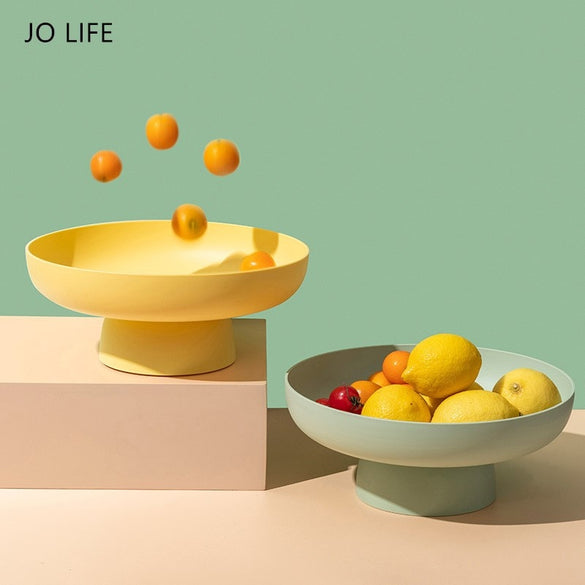 JO LIFE Creative Macaron Color Fruit Drain Basket Snack Storage Tray Multi-function Strainer Detachable Candy Plate