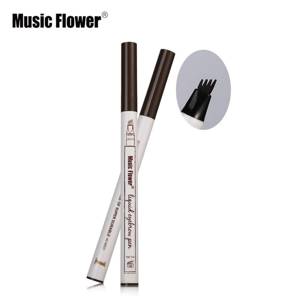 3 Colors Music Flower Brand Makeup Fine Sketch Liquid Eyebrow Pen Waterproof Tattoo Super Durable Eye Brow Pencil Smudge-proof