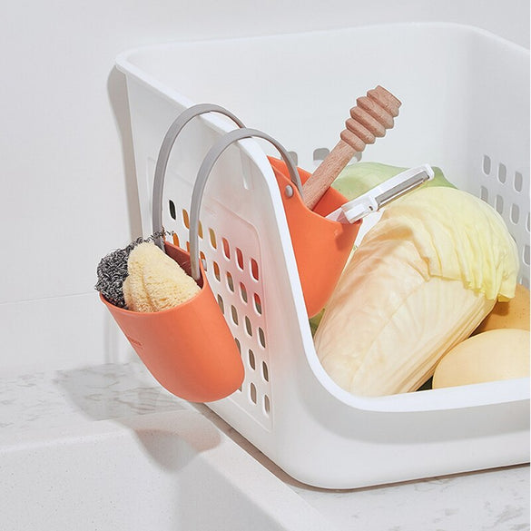 Nordic TPR Sponge Storage Basket Drain Rack Brush Holder Home Storage Organizer Faucet Hanging Baskets Kitchen Bathroom Tool