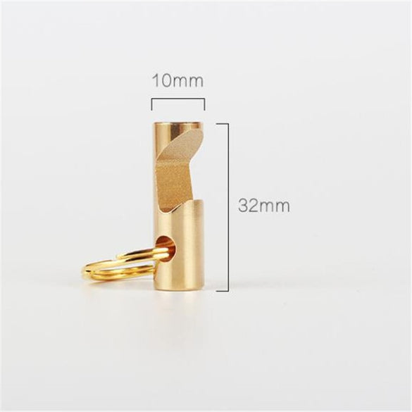 Brass mini EDC tool. Integrated line cutting pocket tool, keychain pendant. Convenient corkscrew to open bottles