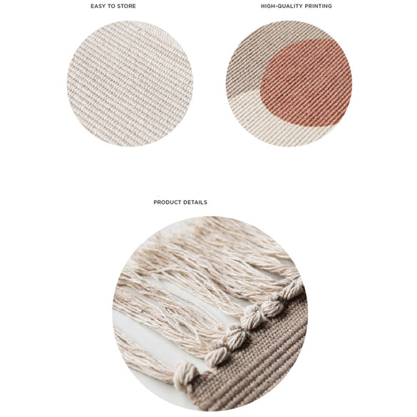 Canvas Rug Morandi Mix Colors Oblong Carpet with Tassel Area Rugs Macrame Kitchen Rug Badroom Floor Mats Nordic Chic Room Decor