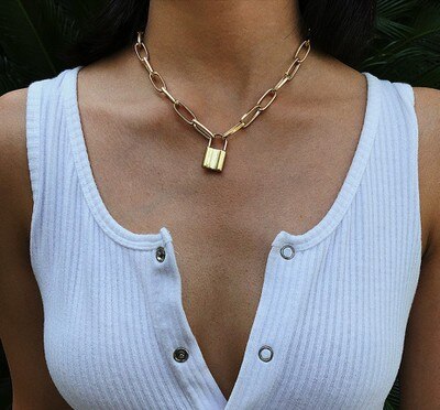 Crazy Feng Gothic Chain Choker Necklace Women Gold Color Thick Chain Necklaces For Women Boho Jewelry Statement Collares 2020