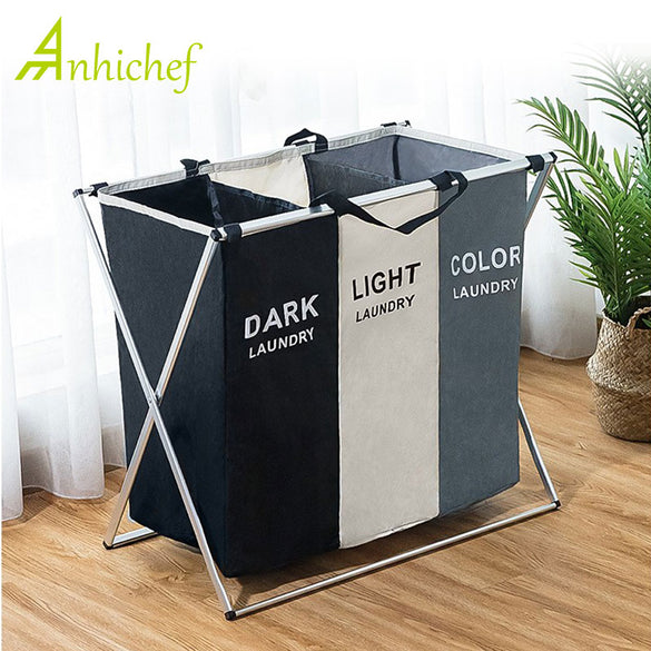 Foldable Laundry Basket Organizer For Dirty Clothes Laundry Hamper large sorter Two Or Three Grids Collapsible Folding Basket