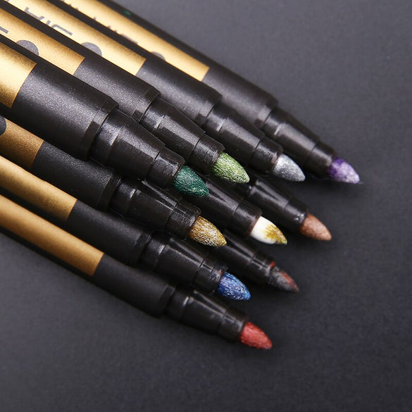 1Pc Metallic Paint Marker Pens Metallic Sheen Glitter Calligraphy Arts DIY 12 Colors Optional For Paper Cardstock Rock Mayitr