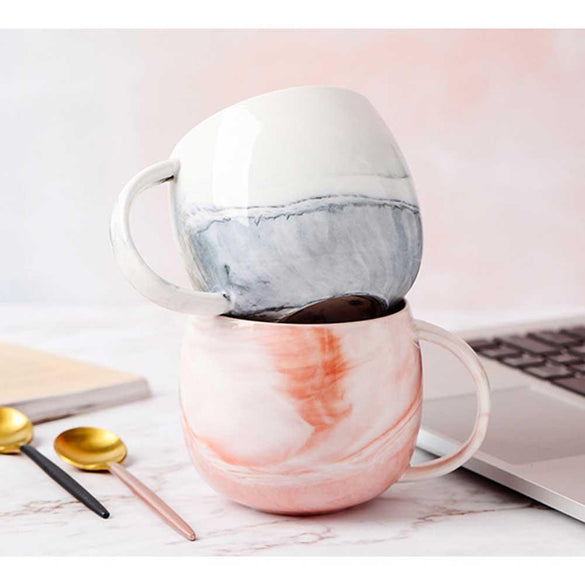 Marble Pattern Cup Creative Ceramic Coffee Cup Simple Couple Mug Water Cup Household Belly Milk Cup Friend Coffee Mug