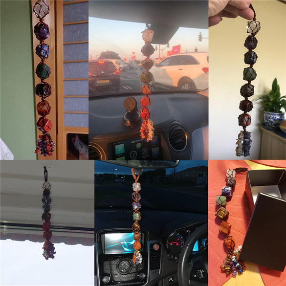 Sunligoo 7 Chakra Tumbled Gemstone Tassel Spiritual Meditation Hanging/Window/Feng Shui Ornament Reiki Stones Car/Home Decor