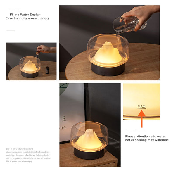 BPA Free Aroma Diffuser 400ML Moutain View Essential Oil Aromatherapy Difusor With Warm and Color LED Lamp Humidificador