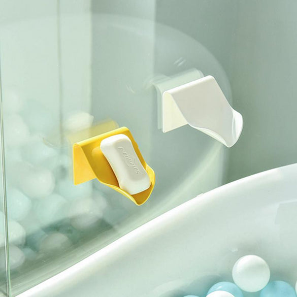 Wall Mounted Self Adhesive Soap Sponge Dish No Drilling Storage Box Rack Shelf Drain Bathroom Soap Dishes