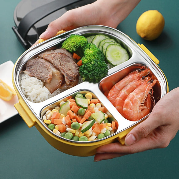 TUUTH Stainless Steel PP Lunch Box Microwave Separate Bento Box Handle Portable Food Container School Office