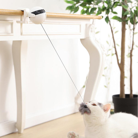 Electronic Motion Cat Toy Cat Teaser Toy Yo-Yo Lifting Ball Electric Flutter Rotating Interactive Puzzle Smart Pet Cat Ball Toy
