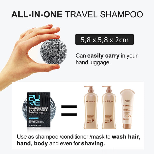 Darkening Shampoo for Gray Hair Bamboo Charcoal Detoxifying Foaming Solid Bar Black White Color Hair Treatment Oil Soap Shampoo