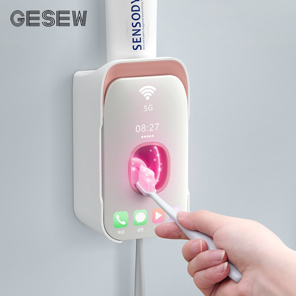 GESEW Automatic Toothpaste Dispenser Wall Mount Toothbrush Holder Lazy Toothpaste Squeezer For Toilet Home Bathroom Accessories