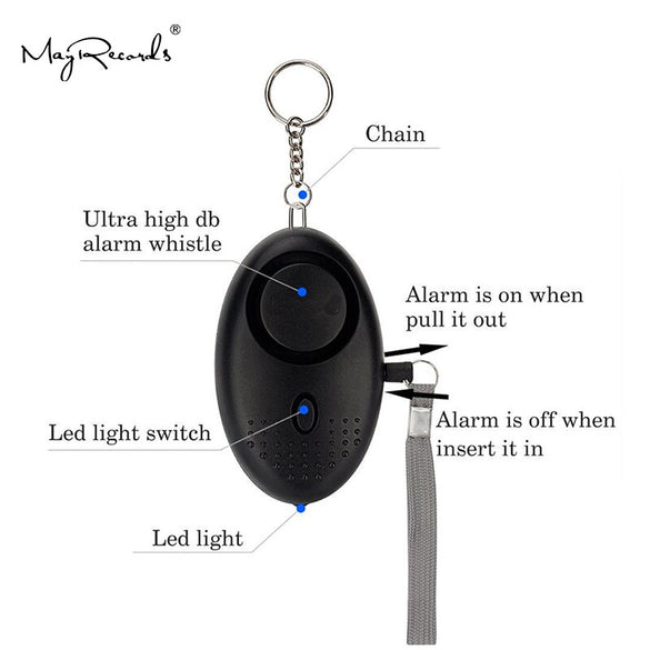 New Style Self Defense Alarm Girl Women Security Protect Alert Personal Safety Scream Loud Sos Keychain Alarm with Led Light