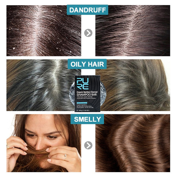 Darkening Shampoo for Gray Hair Bamboo Charcoal Detoxifying Foaming Solid Bar Black White Color Hair Treatment Oil Soap Shampoo