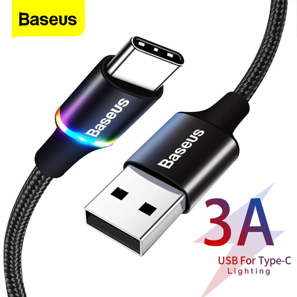 Baseus USB Type C Cable For Samsung S20 S10 Plus Xiaomi Fast Charging Wire Cord USB-C Charger Mobile Phone USBC Type-C Cable 3m
