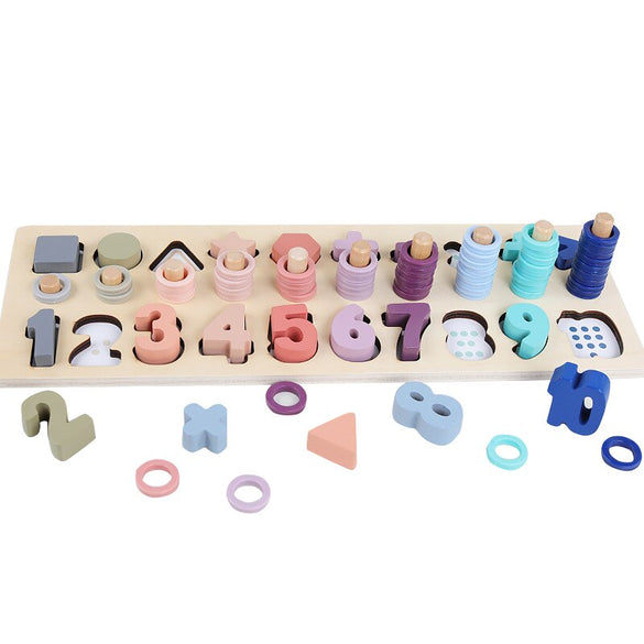 Preschool Wooden Toy Counting Geometric Shape Cognitive Matching Baby Early Education Teaching Aids Children Mathematics Toys