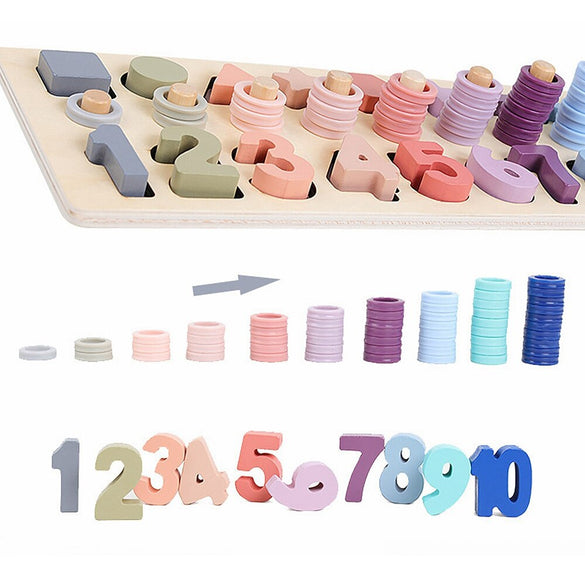 Preschool Wooden Toy Counting Geometric Shape Cognitive Matching Baby Early Education Teaching Aids Children Mathematics Toys
