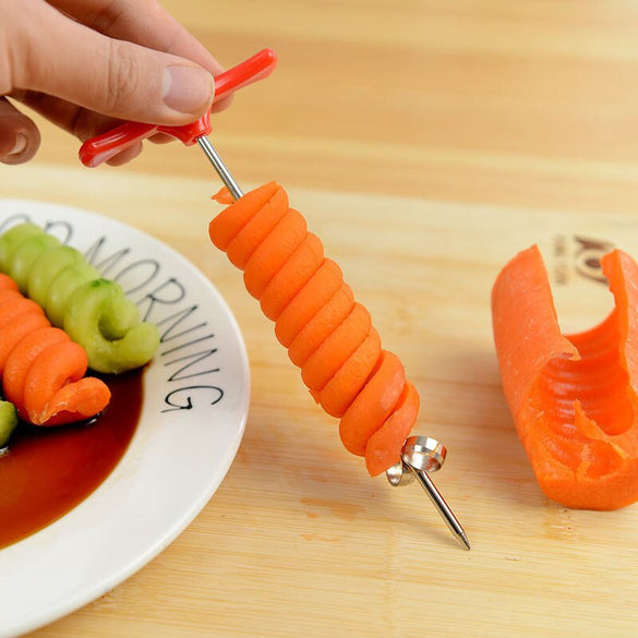 Manual Spiral Screw Slicer Plastic PP Handle + Stainless Steel Wire Potato Carrot Cucumber Vegetables Spiral Knife Carving Tools