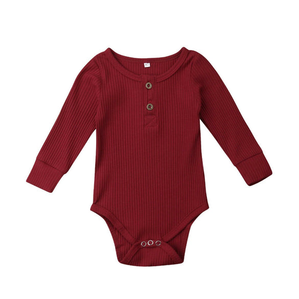 Newborn Baby Kids Girls Boys Clothes Clothing Bodysuit Cotton Long Sleeve Unisex Jumpsuit One-Pieces Ribbed Climbing Suit 0-24M