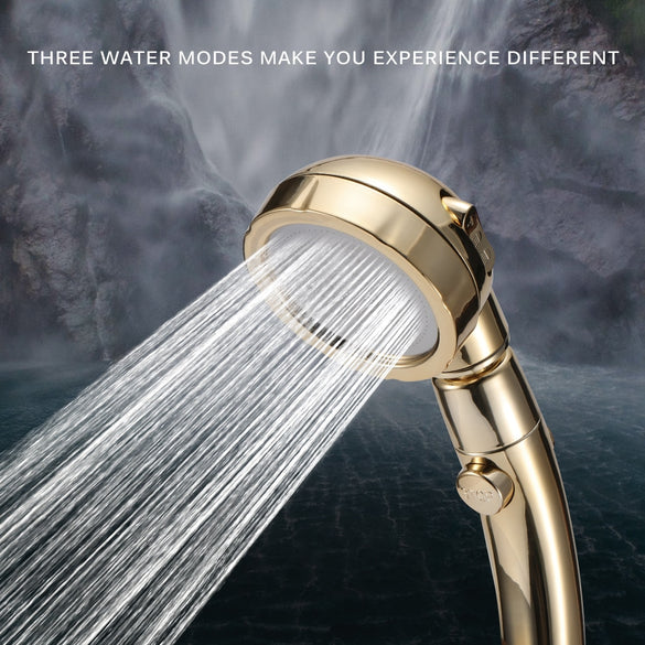 3Mode  Rotating Adjustable Water Saving Shower Head Shower Water Pressure Boost Shower Head With Water Control Button