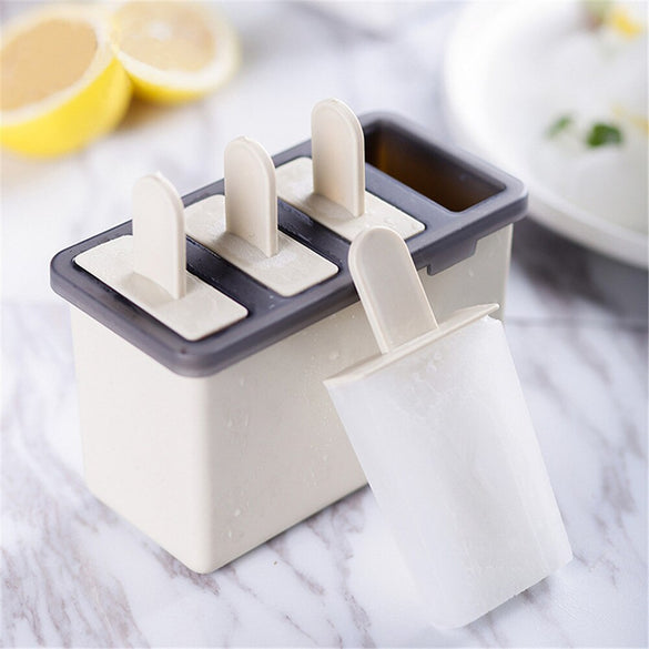 4 Cell Ice Cream Mold DIY Popsicle Classic Mold Tray Maker PP Frozen Ice Cube Lolly Mould Kitchen Ice Cream Cooking Tools