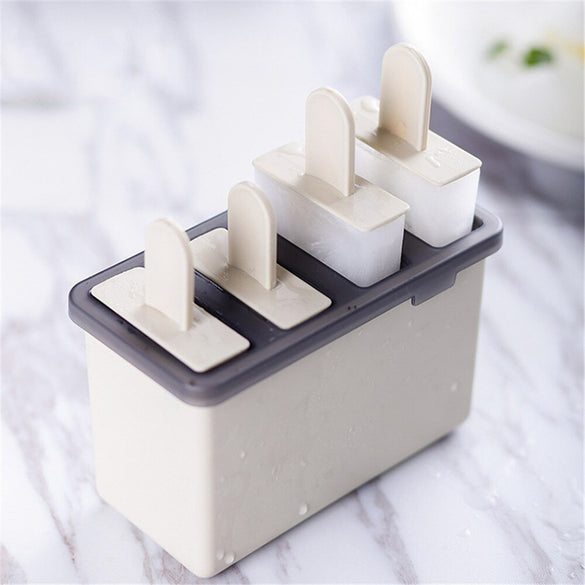 4 Cell Ice Cream Mold DIY Popsicle Classic Mold Tray Maker PP Frozen Ice Cube Lolly Mould Kitchen Ice Cream Cooking Tools