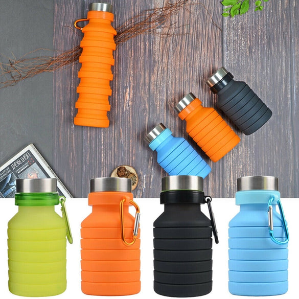 2019 New Creative Squeezed Adjustable Water Bottles Bottle Folding Sports Travel Climbing Hiking Drink Bottles Kettle 550ML