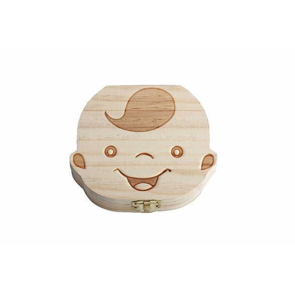 Spanish English  baby Creative Gift Wood Baby Girl Boy Tooth Organizer Boxes Save Deciduous Teeth Storage Keepsakes Collecting