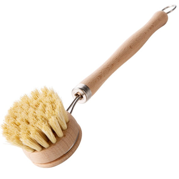 OYOURLIFE Natural Wooden Long Handle Pan Pot Brush Dish Bowl Washing Cleaning Brush Household Kitchen Cleaning Tools