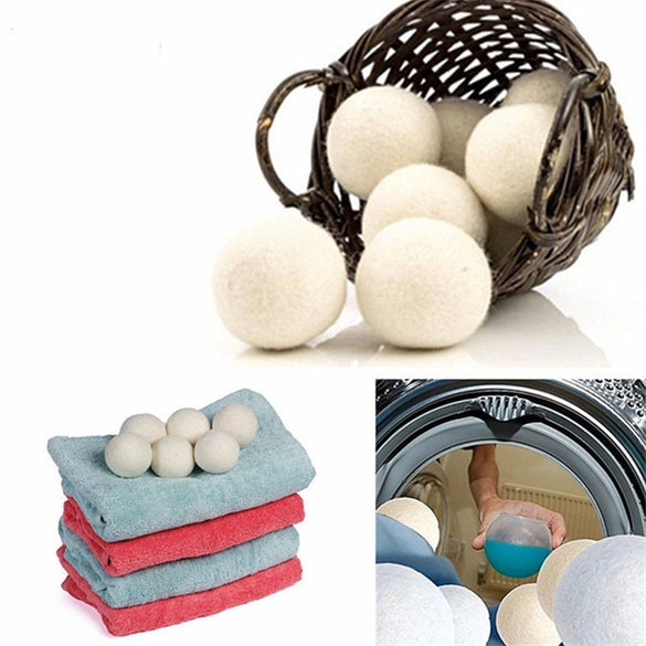 6Pcs/Pack Wool Dryer Balls Reusable Natural Organic Laundry Fabric Softener Ball Premium Washing Machine Laundry Clean Ball