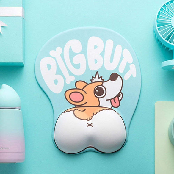 Cute Corgi Dog 3D Mouse Pad Ergonomic Soft Silicon Gel Anime Mousepad With Wrist Support Mouse Mat For Girls Gift