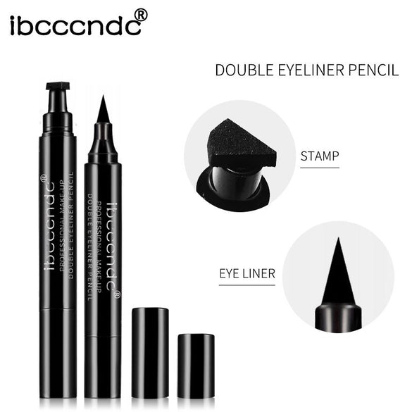 IBCCCNDC Brand Makeup Black Eye Liner Liquid Pencil Quick Dry Waterproof Black Double-ended Makeup Stamps Wing Eyeliner Pencil