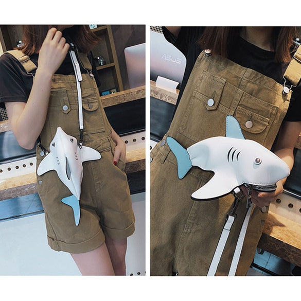 Funny Shark Women Shoulder Bags Cartoon Chain Messenger Bag Ladies Lovely PU leather Phone Bag Crossobdy Bags Bolsas Feminina
