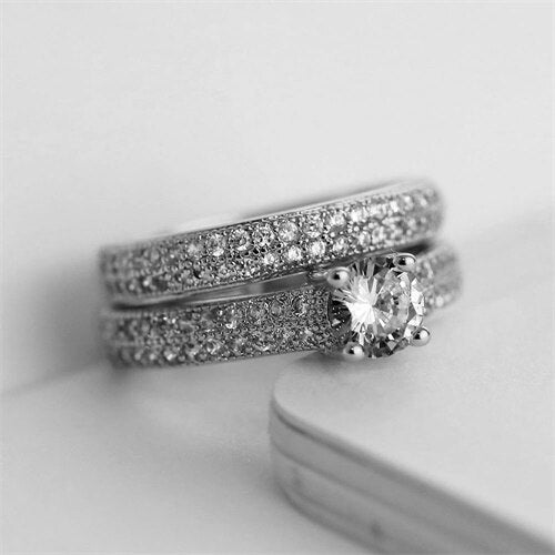 IPARAM Fashion Luxury Silver Color Zirconia Crown Ring Women's Wedding Party AAA Zircon Crystal Ring 2019 Romantic Jewelry