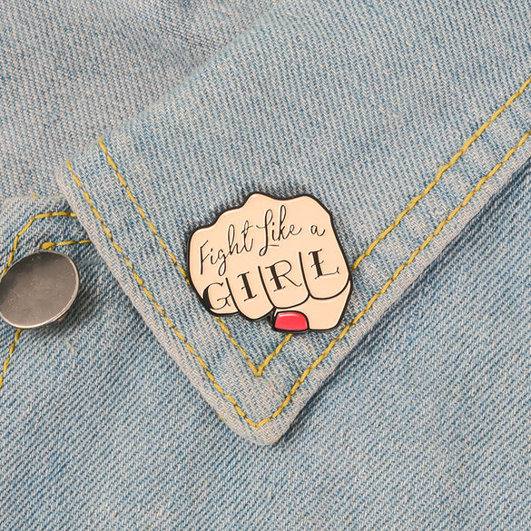 Letters Brooches Collection Enamel Pins Fist Fight like a girl No bad days No bad vibes Friends Don't lie What boyfriends Badges