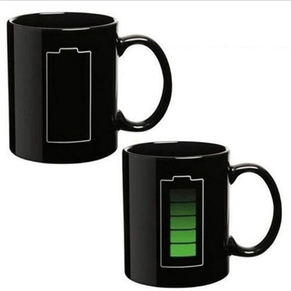 New Magic Color Changing Cup Heat Sensitive Mug Battery Handgrip Ceramic Magical Temperature Changing Coffee Mug Gifts