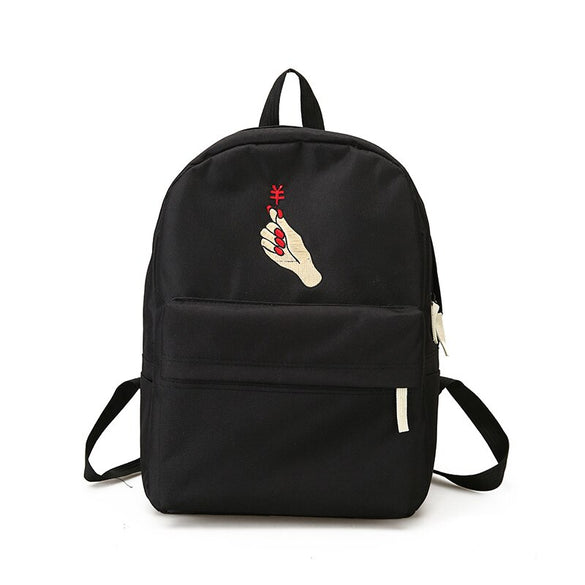 Menghuo Men Heart Canvas Backpack Women School Bag Backpack Rose Embroidery Backpacks for Teenagers Women's Travel Bags Mochilas