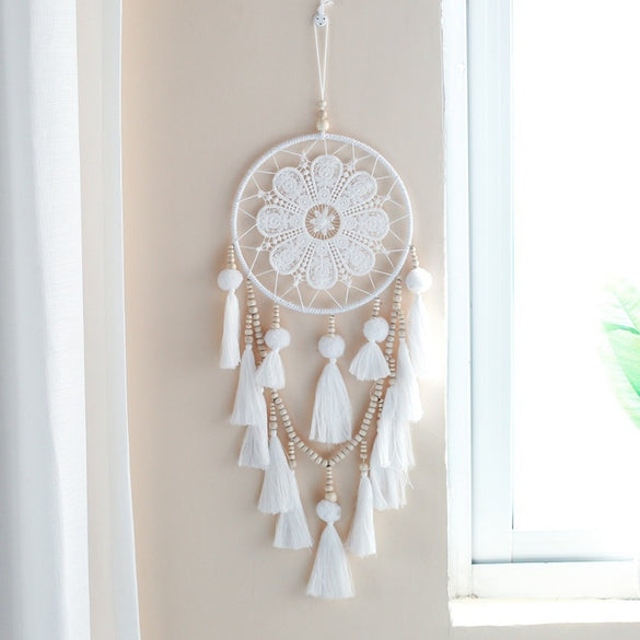 1Pcs Handmade dreamcatcher Indian Style Woven Wall Hanging Decoration White dreamcatcher Wedding Party Hanging Decor