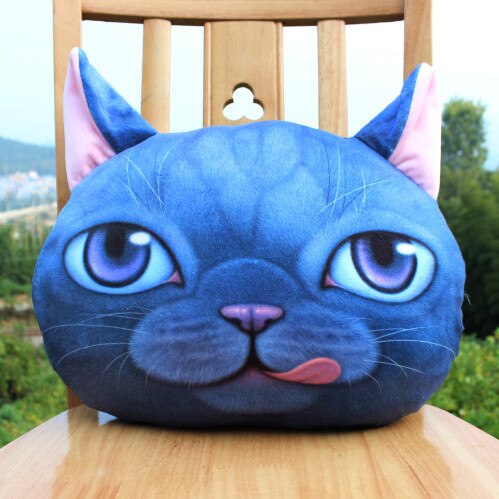 35cmx36cm 3D Cute Cat Dog Head Pillow Cushion Home Sofa Car Seat Cushions Creative Cartoon Cat Nap Pillow Cushion Baby Doll Gift