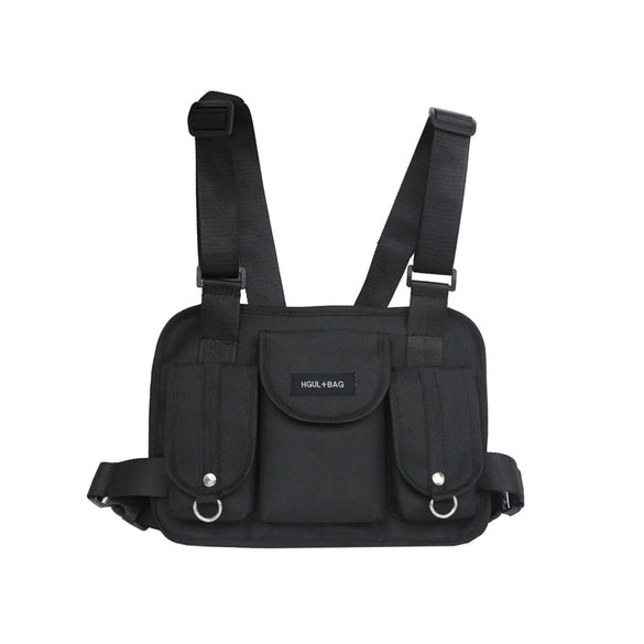 Men Chest Rig Hip Hop Streetwear Unisex Cool Functional Tactical Chest Bag Cross Waist Bag Nylon Punck Style Backpack D1