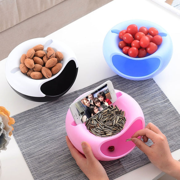 Double Layer Creative Lazy Snack Storage Nut Seeds Melon Fruit Dish Plastic Bowl Nutshell Peel Trash Holder