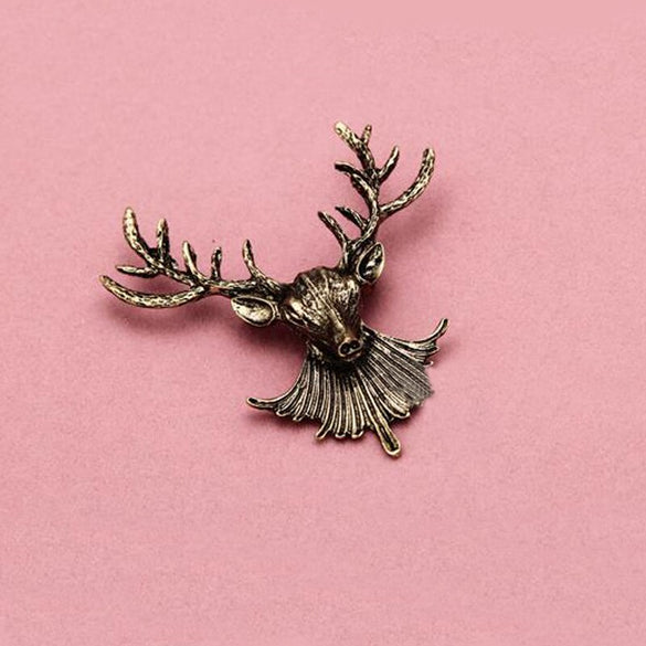 LNRRABC Fashion Golden&Bronze Deer Antlers Head Pins And Brooches Scarf T-shirts lapel pins broches para as mulheres Bijoux