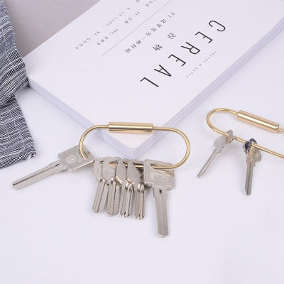 Nordic Gold Copper Key Ring Geometry Shape Key Holder Keychains Hooks Home Storage Accessories Decoration Tool For Man Woman