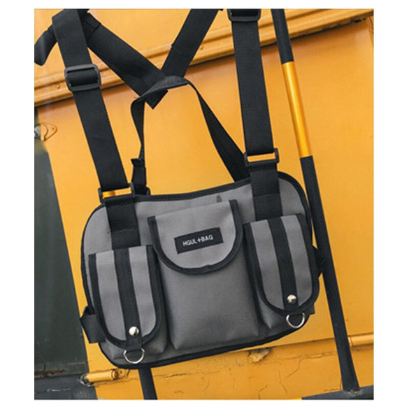 Men Chest Rig Hip Hop Streetwear Unisex Cool Functional Tactical Chest Bag Cross Waist Bag Nylon Punck Style Backpack D1