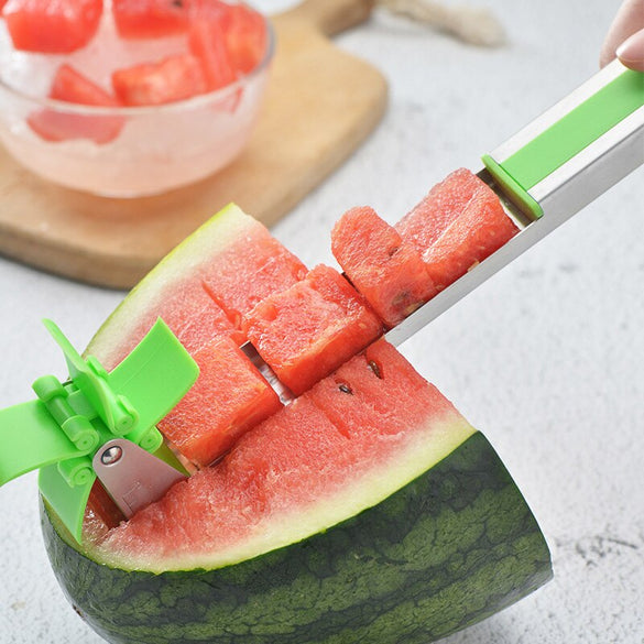Kitchen Fruit Watermelon Knife Slicer Stainless Steel Windmill Cutting Spoon Corers Knife Fruit Salad Tool Kitchen Gadgets Tools