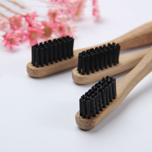 1 pc Bamboo Toothbrush Environmental Protection  Black Soft Bristle TeethWooden Handle Portable Teeth Clean Brush Drop Ship