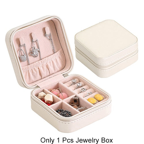 Women's Travel Makeup Organizers Jewelry Collection Box Beauty Cosmetics Stud Earrings Ring Bracelets Storage Case Accessories