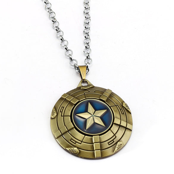 Captain America Necklace The Avengers Rotatable Pendant Fashion Stainless Steel Chain Necklaces Gift Jewelry Accessories