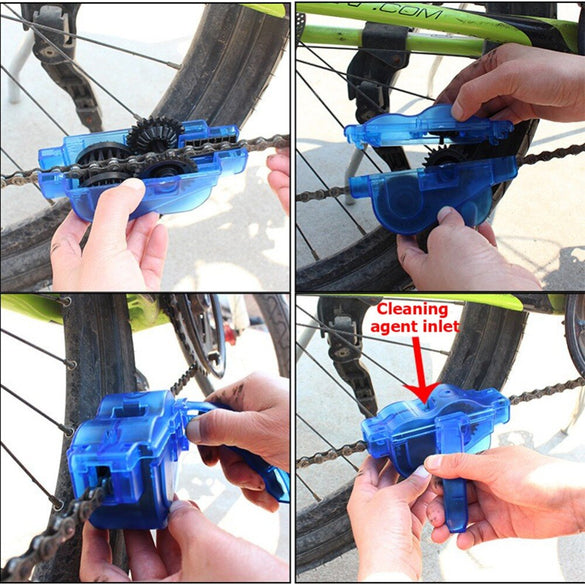 Portable Bicycle Chain Cleaner Bike Clean Machine Brushes Scrubber Wash Tool Mountain Cycling Cleaning Outdoor Accessories